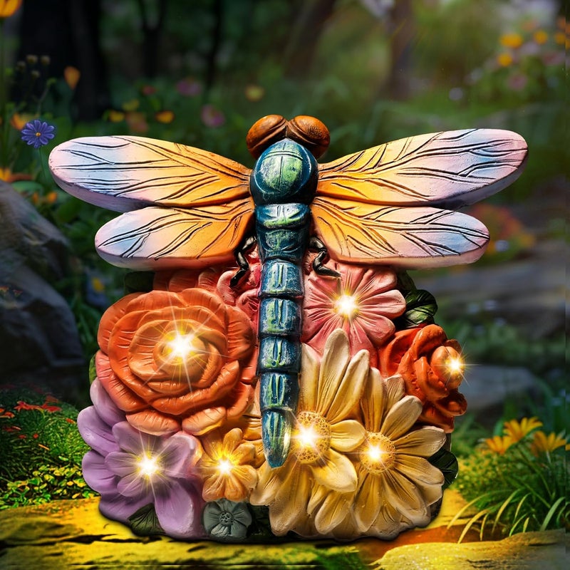 linkax Birthday Gifts for Women Mom Grandma Sister, Solar Dragonfly Lights Garden Decor, Outdoor Solar Dragonfly Figurine for Outside Patio Yard Front Porch Home, Gardening Housewarming Gifts New Home - Image 1